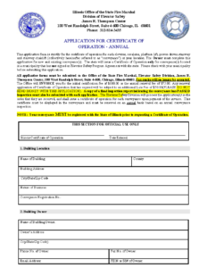 Application For Certificate Of Operation - Annual (Illinois)